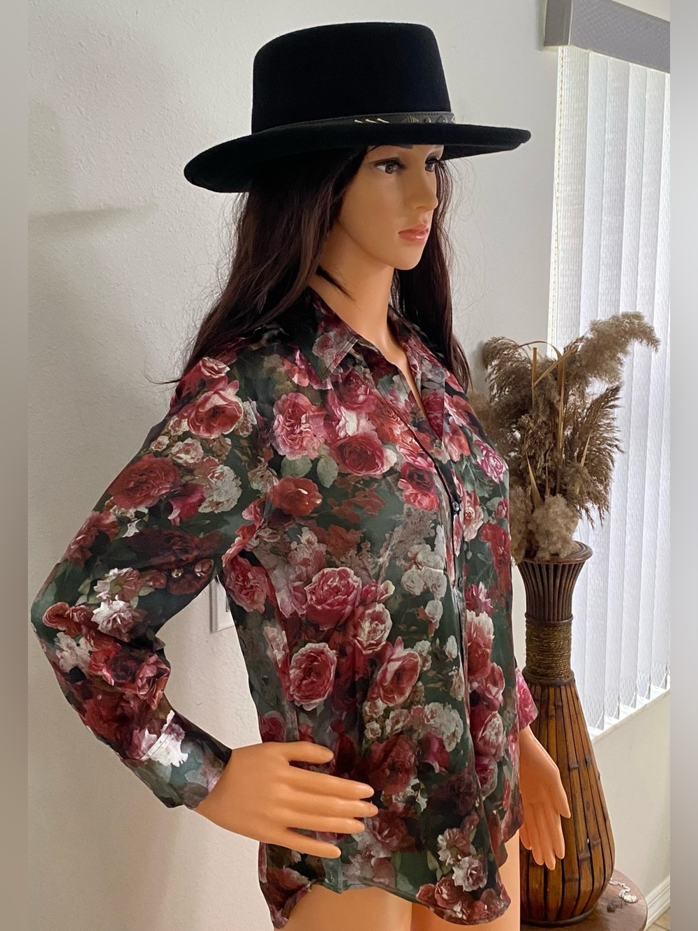 NEW L'AGENCE MULTI FLORAL TYLER SILK BUTTON DOWN BLOUSE - Picture 7 of 15